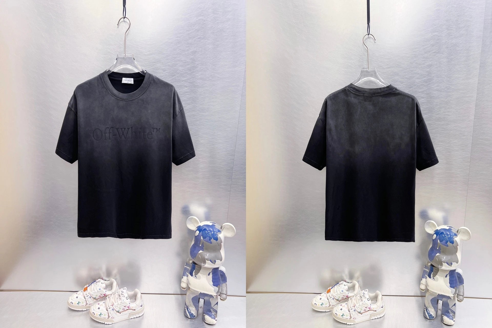 Off-White T-Shirts Oversized graphic-print short-sleeve — 9288 gradient wash black