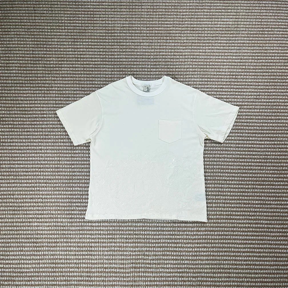 Derschutze T-Shirts Embroidered Graphic Short-Sleeve T-Shirt — Full Dragon / Apricot [Short Sleeve]