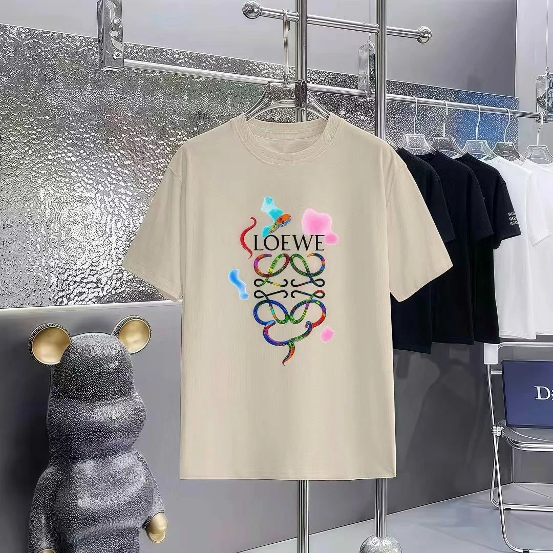 Loewe T-Shirts Short-Sleeve T-Shirt with Anagram Chest Patch — 34