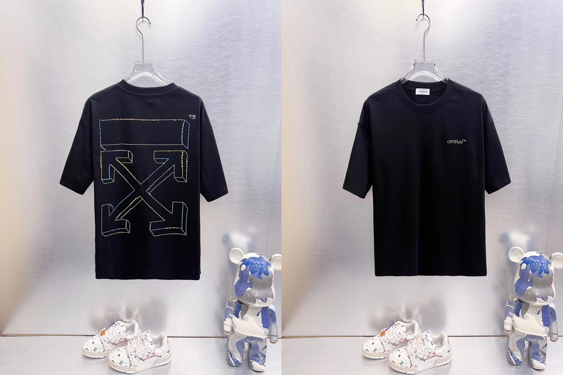 Off-White T-Shirts Oversized graphic-print short-sleeve — 9275 Hot-fix rhinestone black