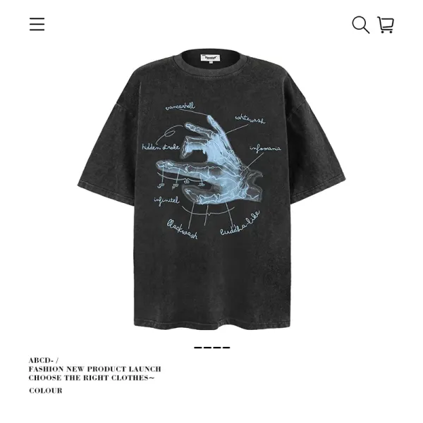 Design X-Ray Hand Graphic Oversized T-Shirt Black - 1