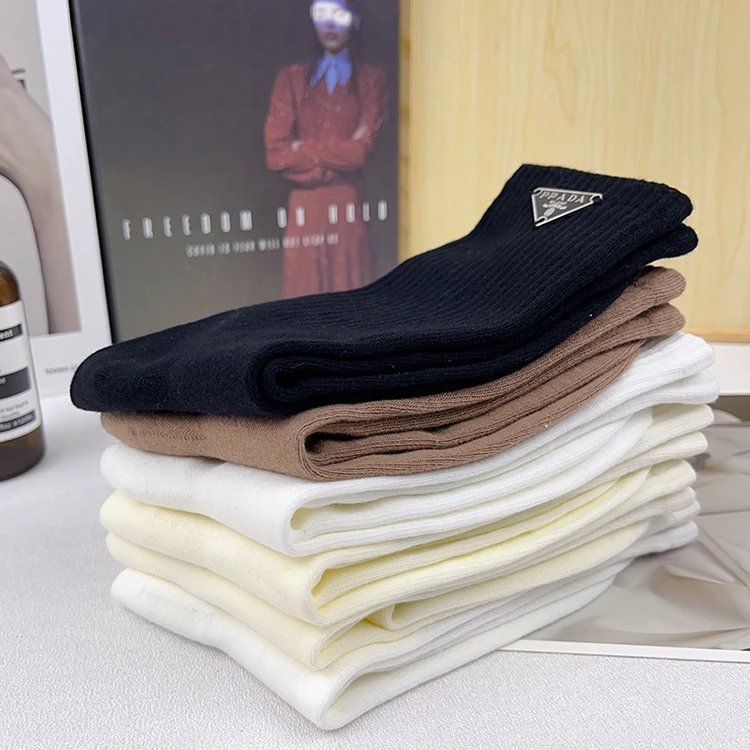 Prada Logo-Embellished Ribbed Cotton Socks White - 14