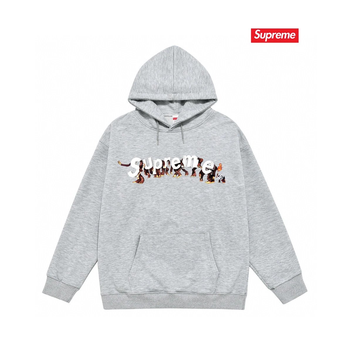 Supreme Hoodies & Sweatshirts Graphic Print Pullover Hoodie — S 2038 gray