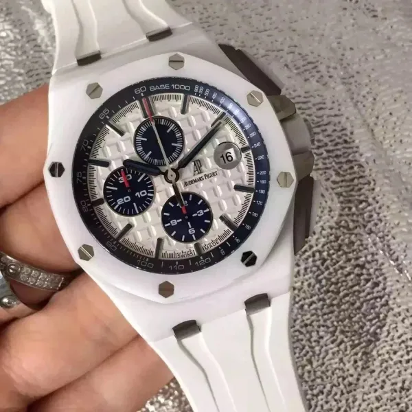 Audemars Piguet Royal Oak Offshore Chronograph White Ceramic Blue Dial Watch Watches - 1