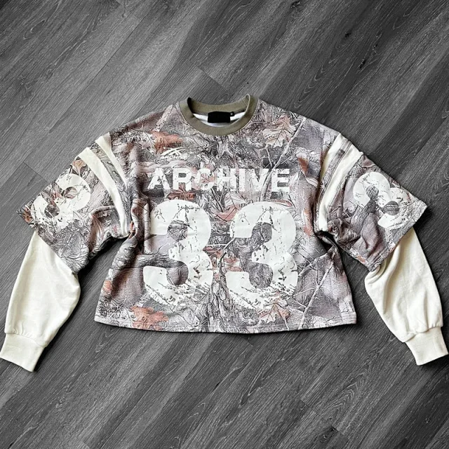 Unbranded Hoodies & Sweatshirts Layered-Look Graphic Crewneck Sweatshirt product detail image 7