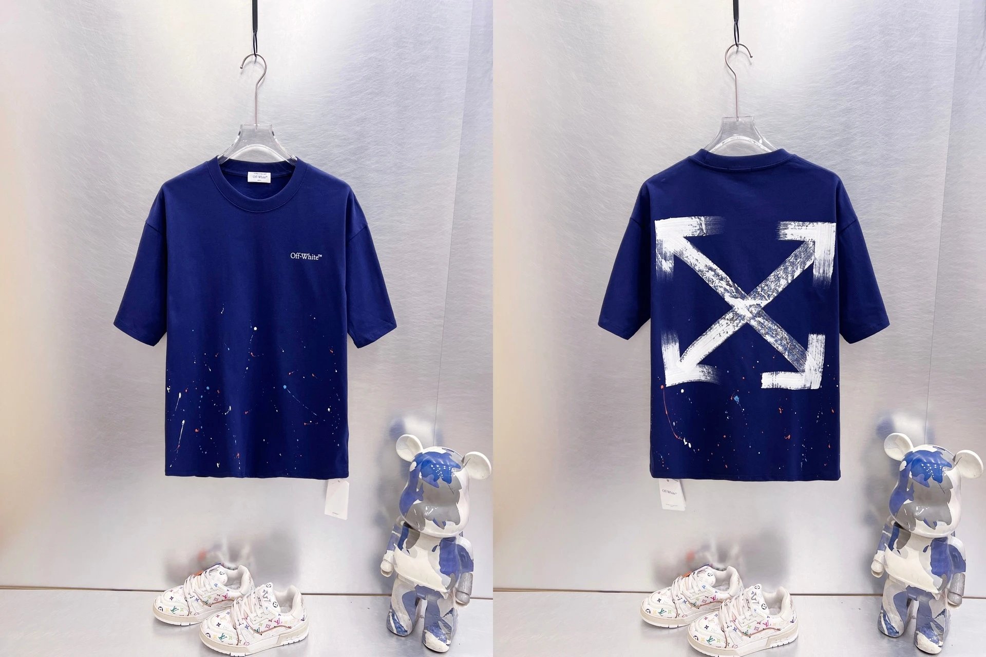 Off-White T-Shirts Oversized graphic-print short-sleeve — 9273 Dark blue