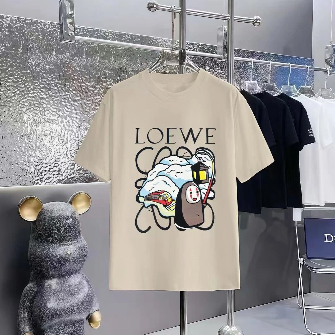 Loewe T-Shirts Short-Sleeve T-Shirt with Anagram Chest Patch — 18
