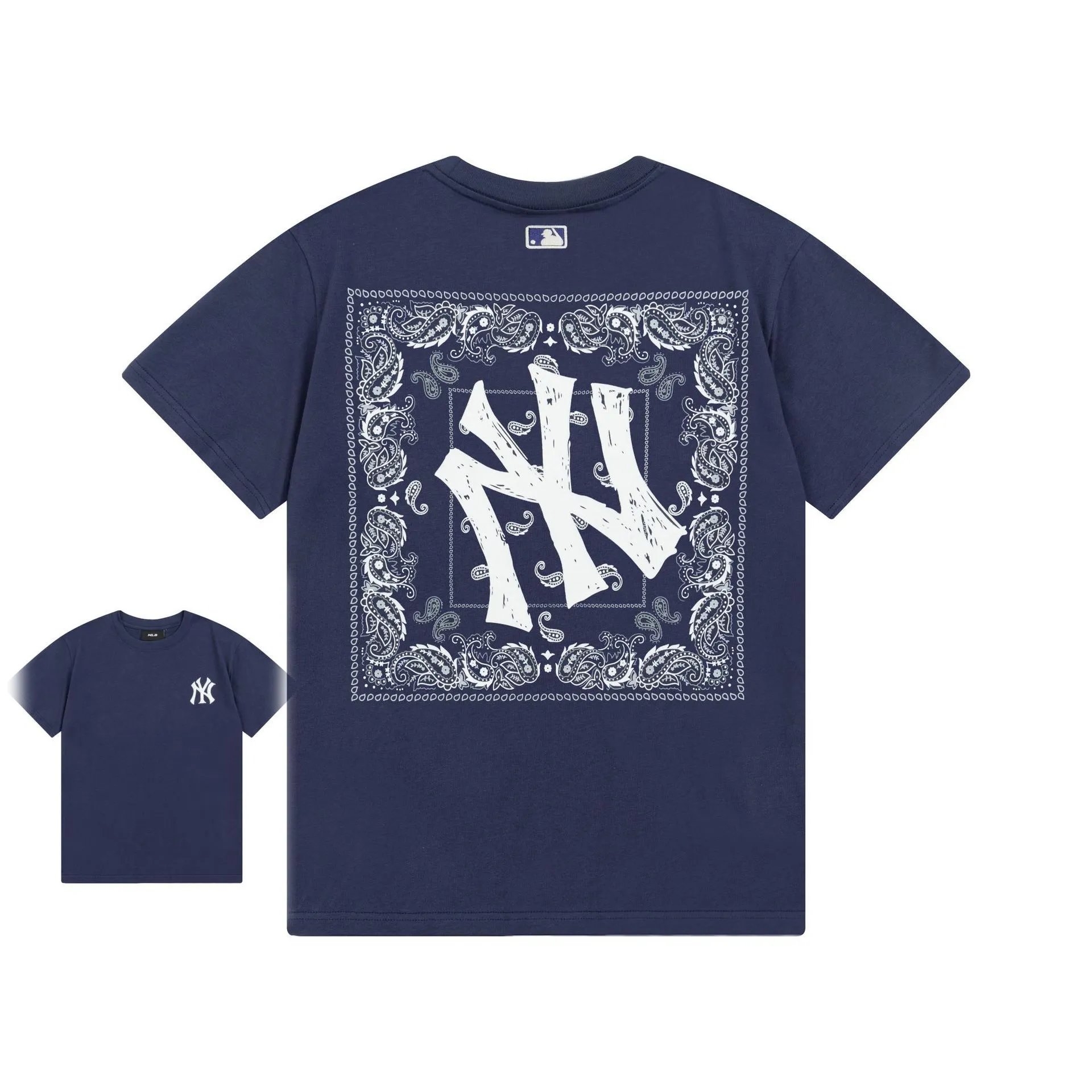 MLB T-Shirts New York Yankees Logo — 909 Navy Blue (Front Label Embroidery)