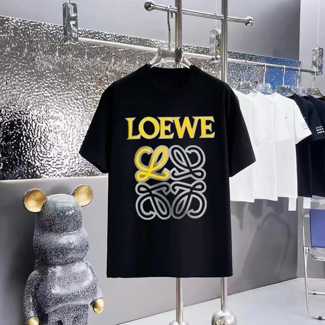 Loewe T-Shirts Short-Sleeve T-Shirt with Anagram Chest Patch — 10