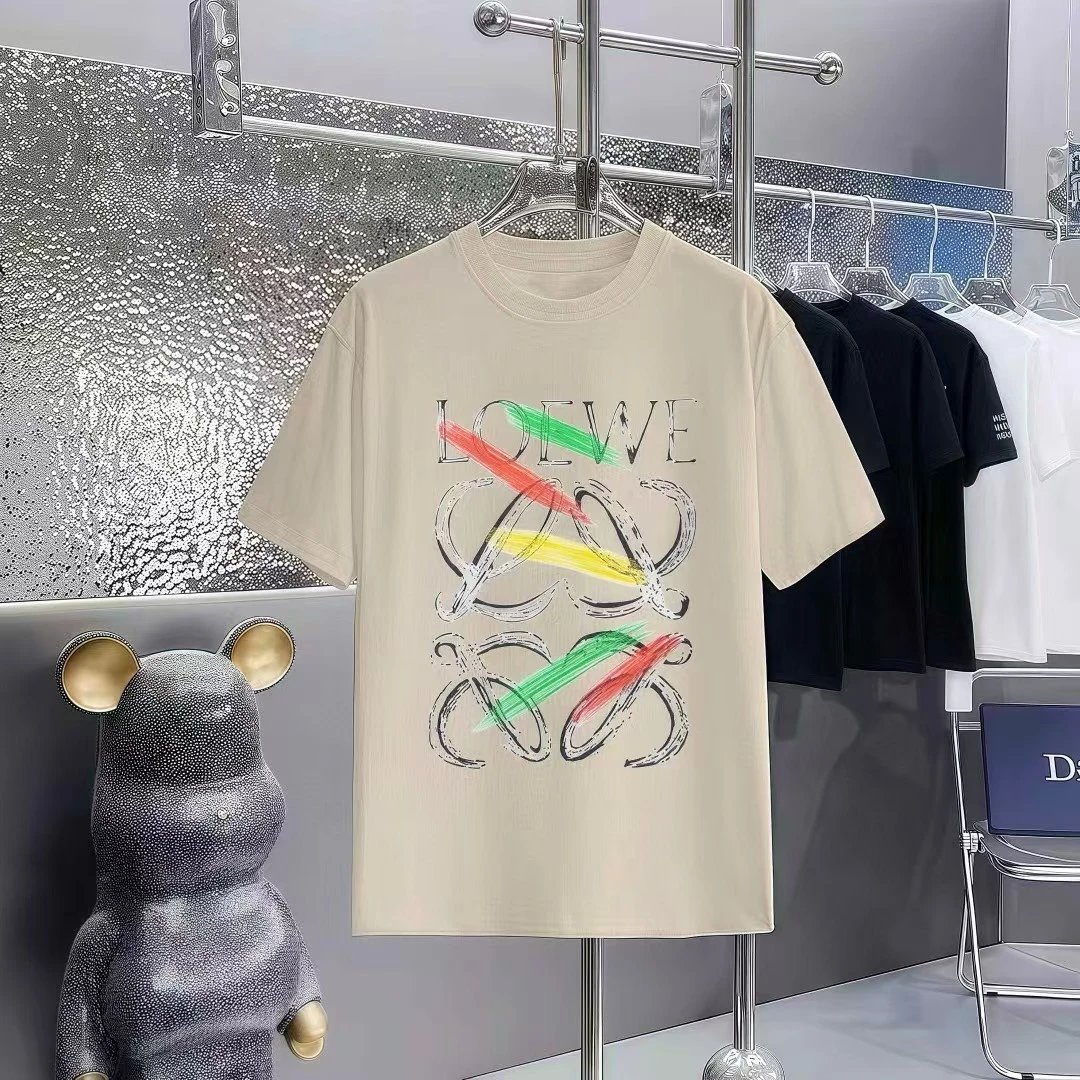 Loewe T-Shirts Short-Sleeve T-Shirt with Anagram Chest Patch — 38
