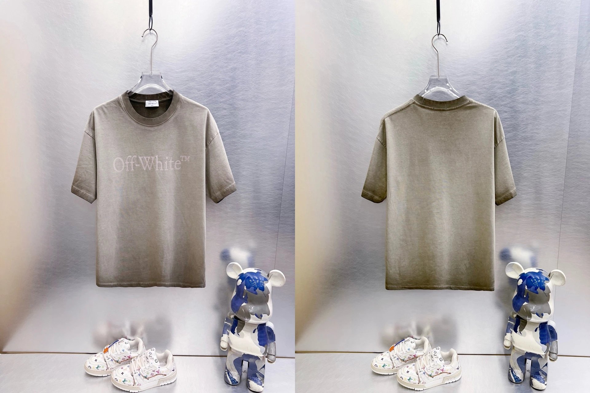 Off-White T-Shirts Oversized graphic-print short-sleeve — 9287 Washed gray