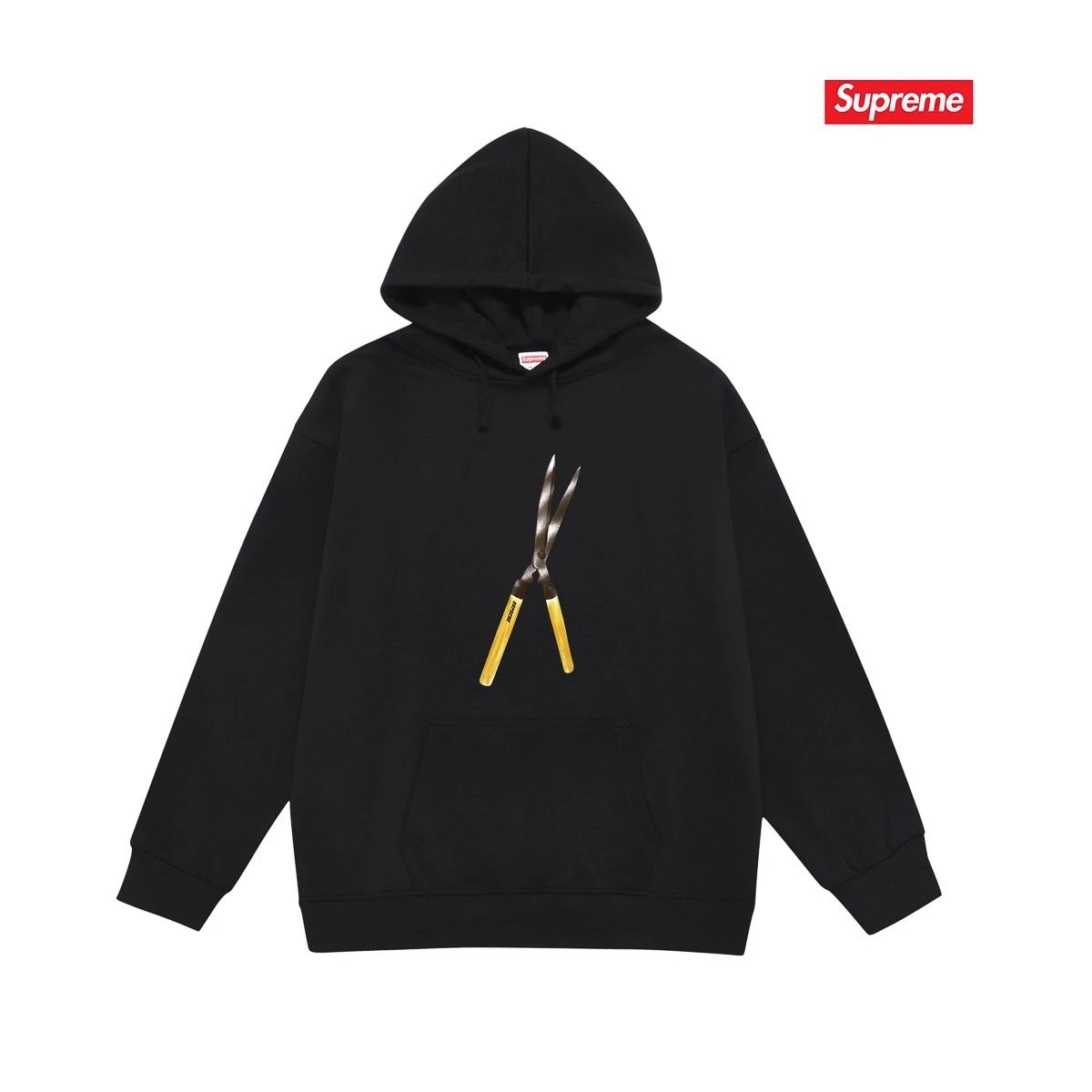 Supreme Hoodies & Sweatshirts Hooded sweatshirt with Stüssy graphic and kangaroo pocket — 2247 Black with fleece lining
