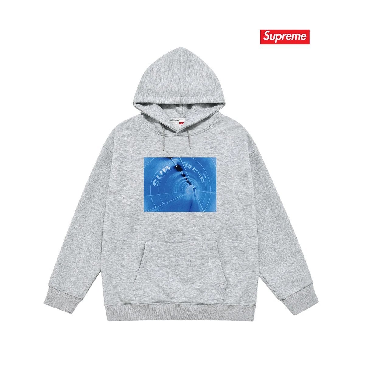 Supreme Hoodies & Sweatshirts Fleece-Lined Graphic Pullover Hoodie — S 2249 Gray with fleece lining