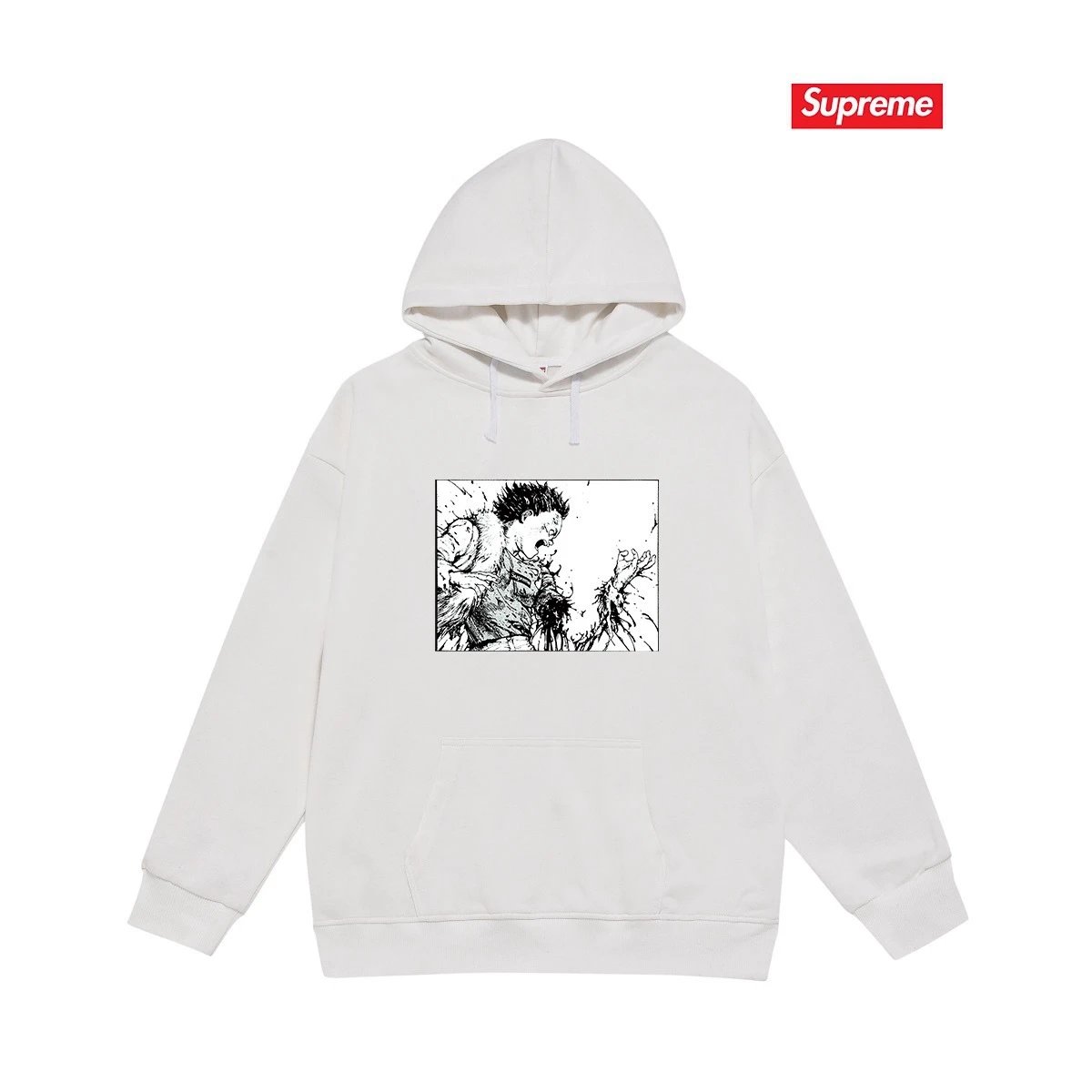 Supreme Hoodies & Sweatshirts Fleece-Lined Graphic Pullover Hoodie — S 2252 White with fleece lining