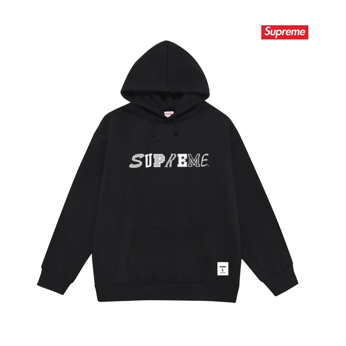 Supreme Hoodies & Sweatshirts Fleece-Lined Graphic Pullover Hoodie — S 2255 Black with fleece lining