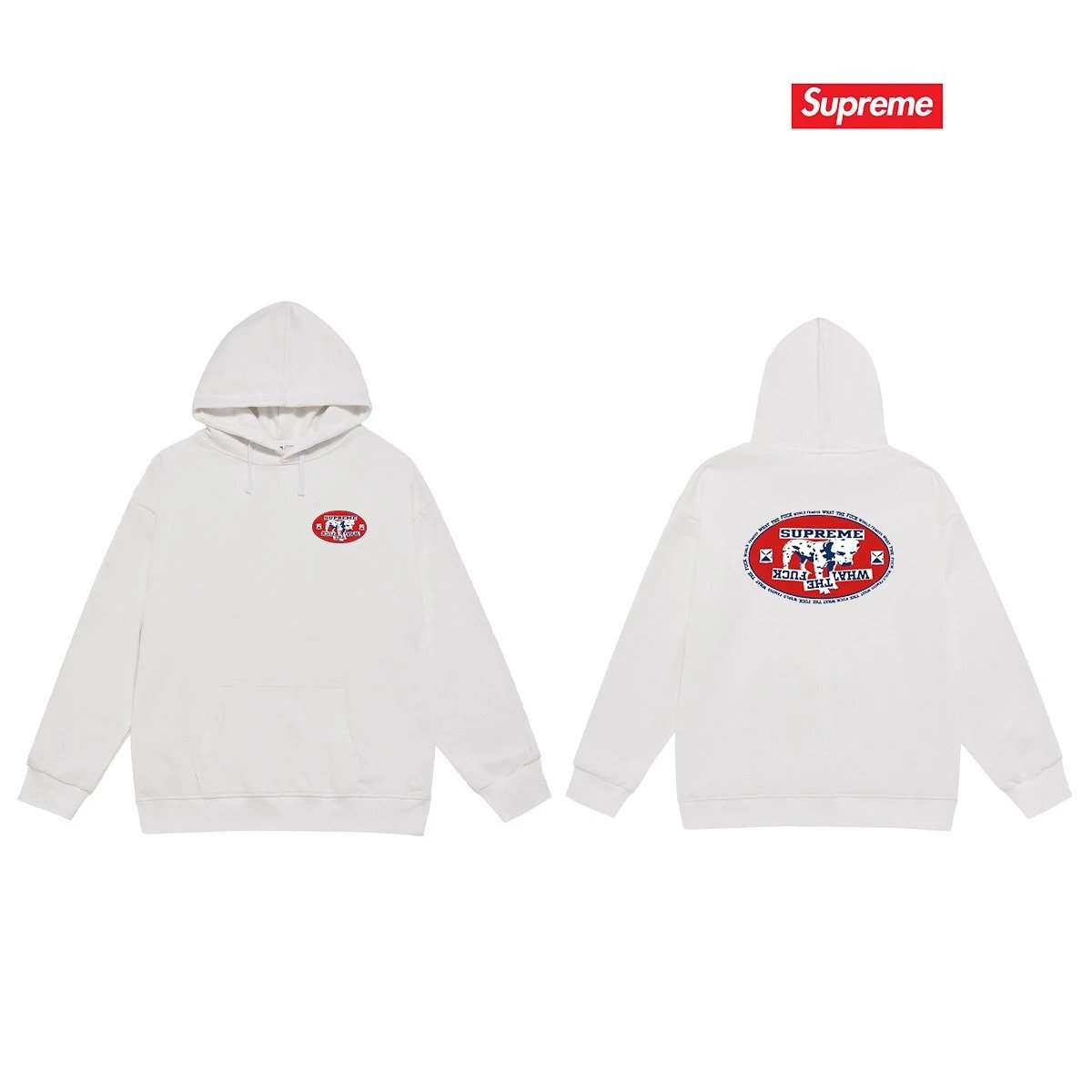 Supreme Hoodies & Sweatshirts Fleece-Lined Graphic Pullover Hoodie — S 2260 White with fleece lining