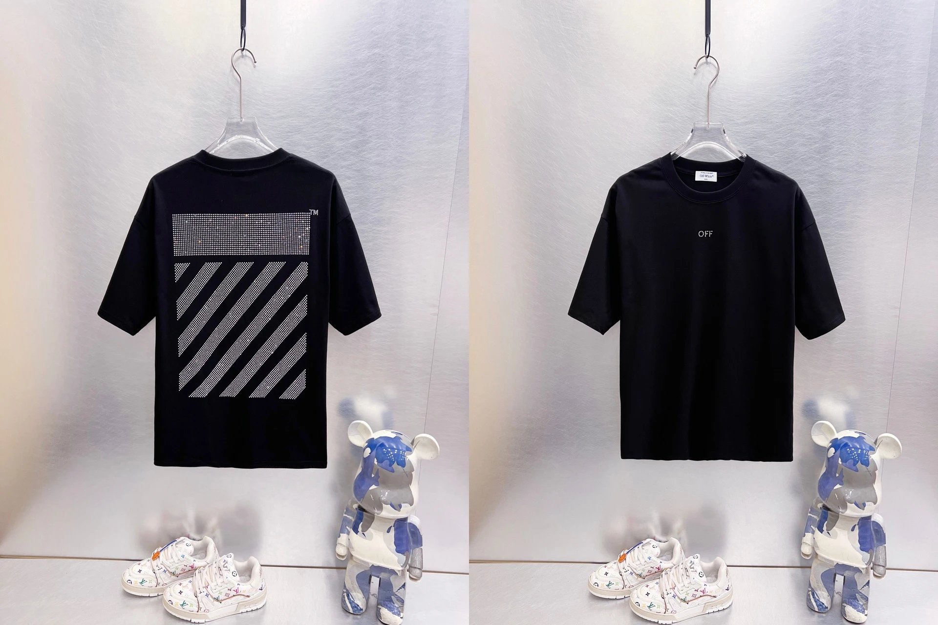 Off-White T-Shirts Oversized graphic-print short-sleeve — 9280 Hot-fix rhinestone black