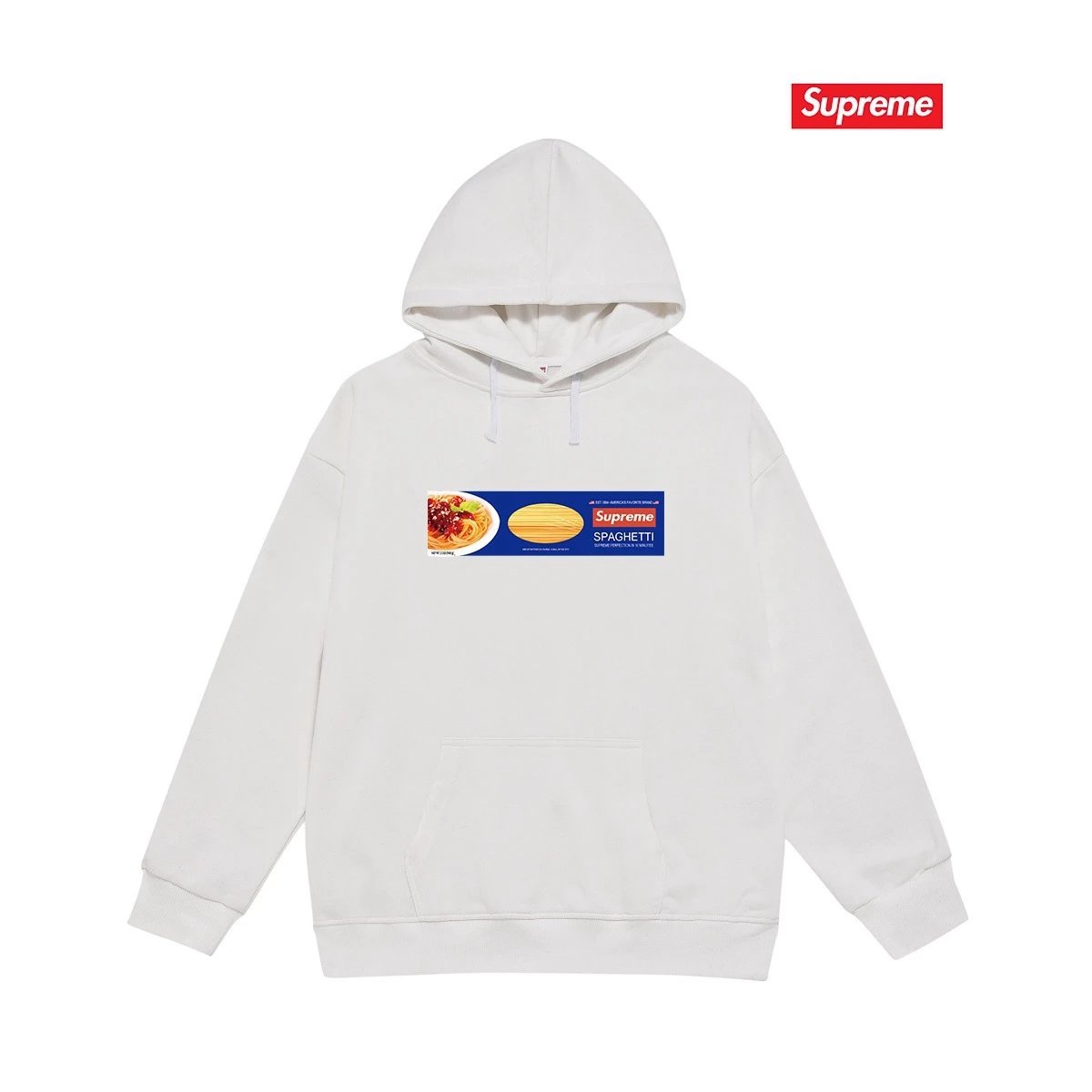 Supreme Hoodies & Sweatshirts Hooded sweatshirt with Stüssy graphic and kangaroo pocket — 2248 White with fleece lining