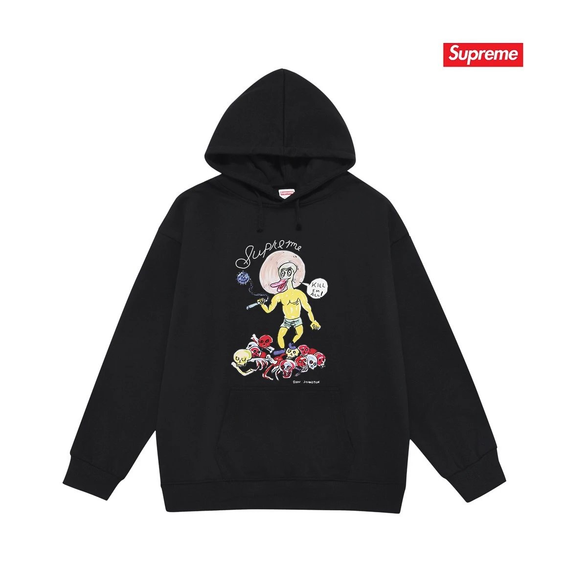 Supreme Hoodies & Sweatshirts Fleece-Lined Graphic Pullover Hoodie — S 2251 Black with fleece lining