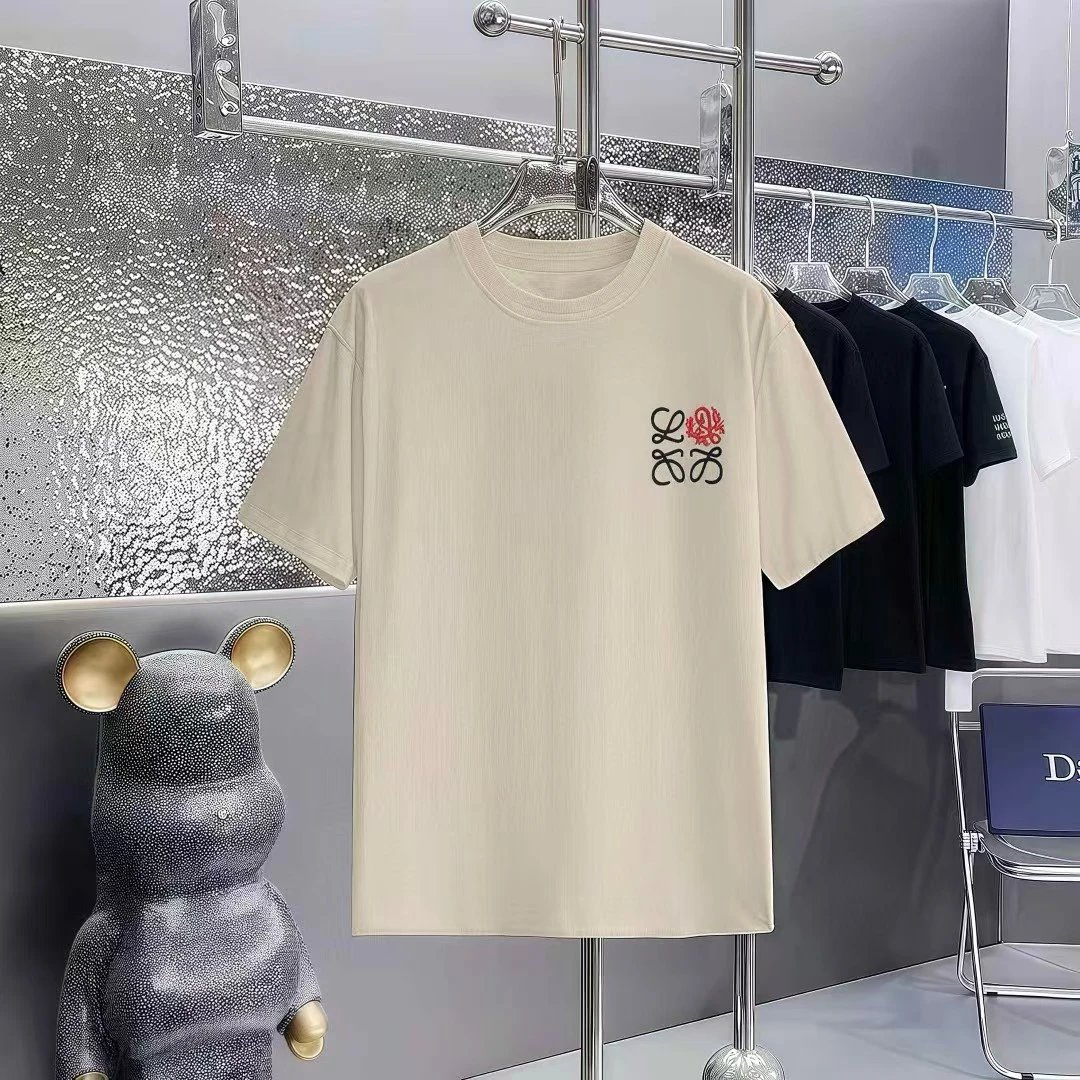Loewe T-Shirts Short-Sleeve T-Shirt with Anagram Chest Patch — 22