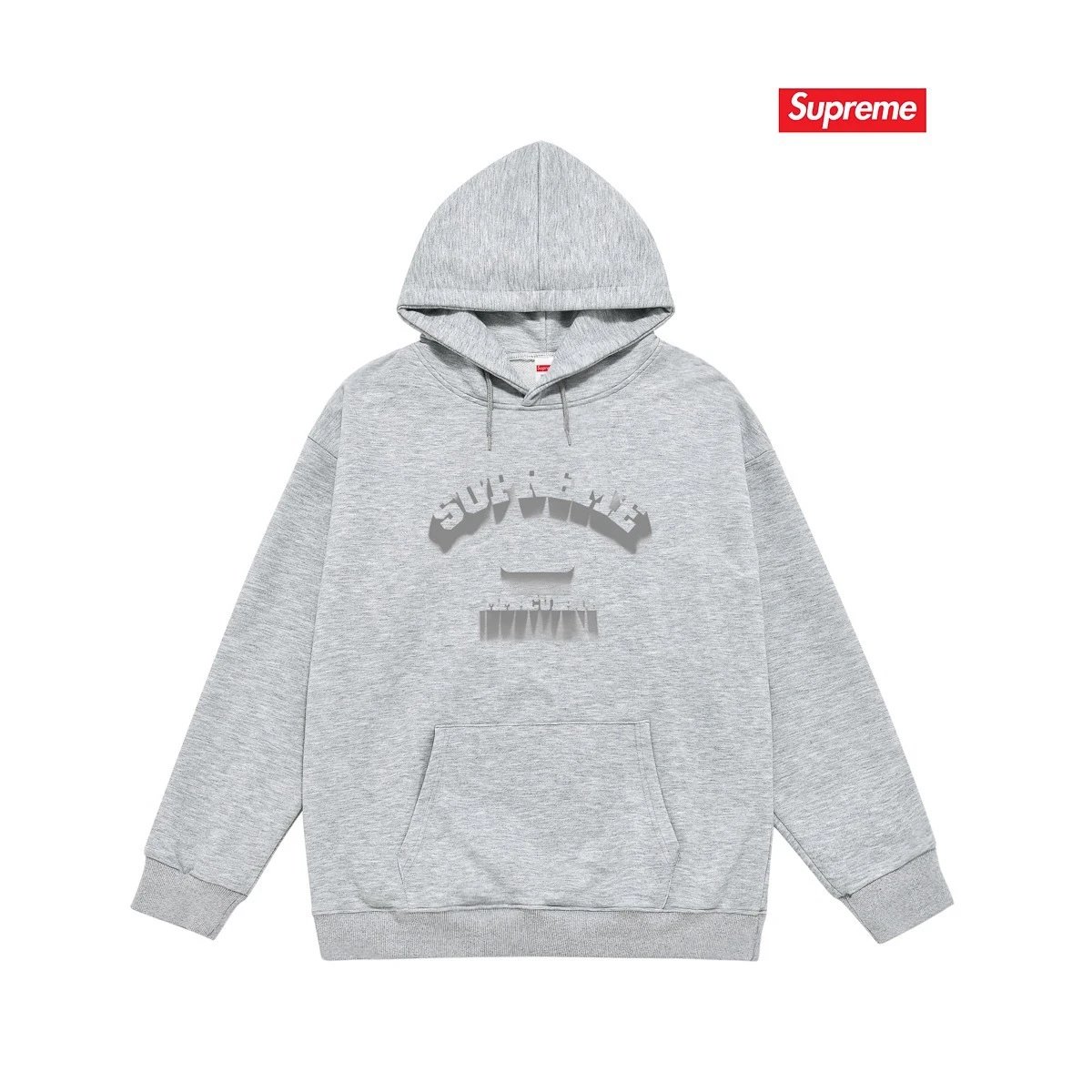 Supreme Hoodies & Sweatshirts Fleece-Lined Graphic Pullover Hoodie — S 2253 Gray with fleece lining