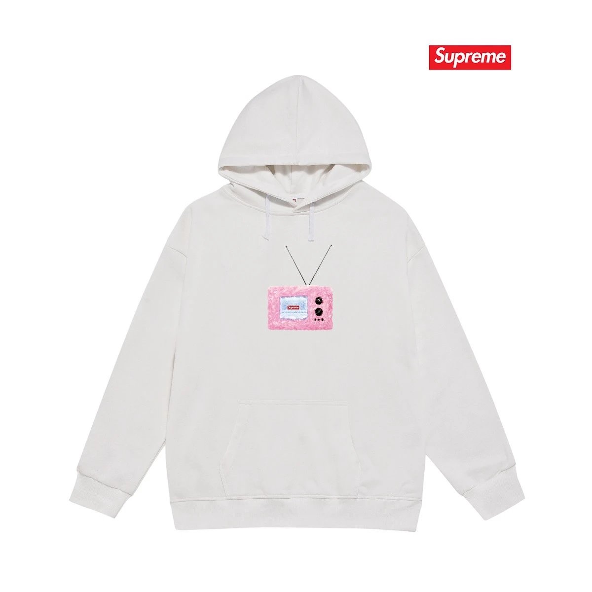 Supreme Hoodies & Sweatshirts Fleece-Lined Graphic Pullover Hoodie — S 2256 White with fleece lining