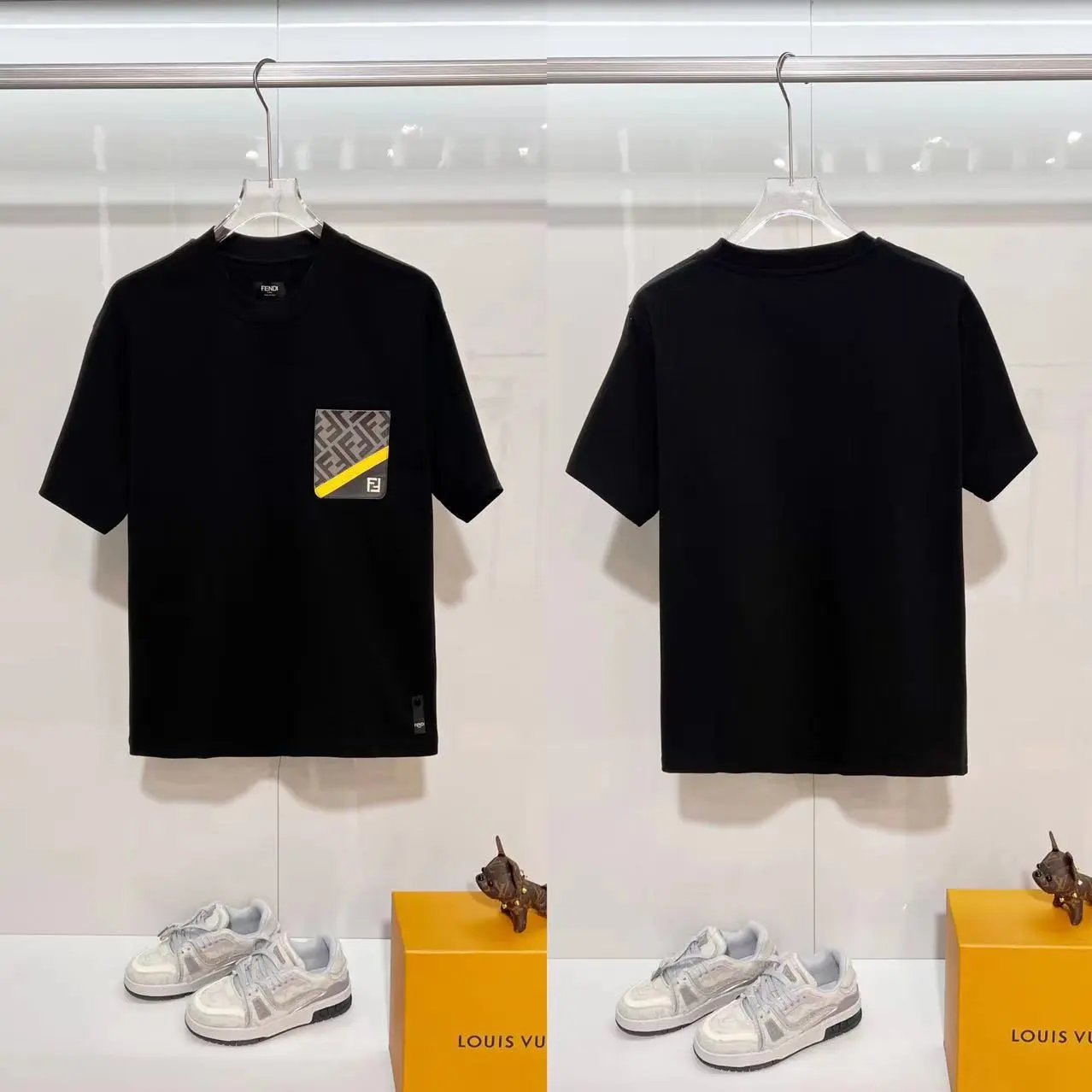 Fendi T-Shirts FF logo graphic short-sleeve T-shirt — F 09 Patchwork black