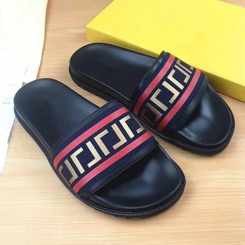 Versace Greca Pattern Slide Sandals Black/Gold Slippers - 22