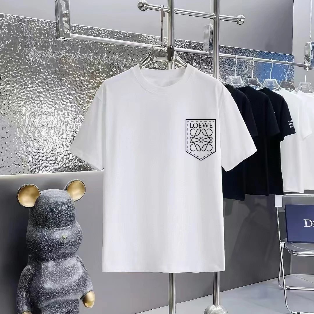 Loewe T-Shirts Short-Sleeve T-Shirt with Anagram Chest Patch — 5