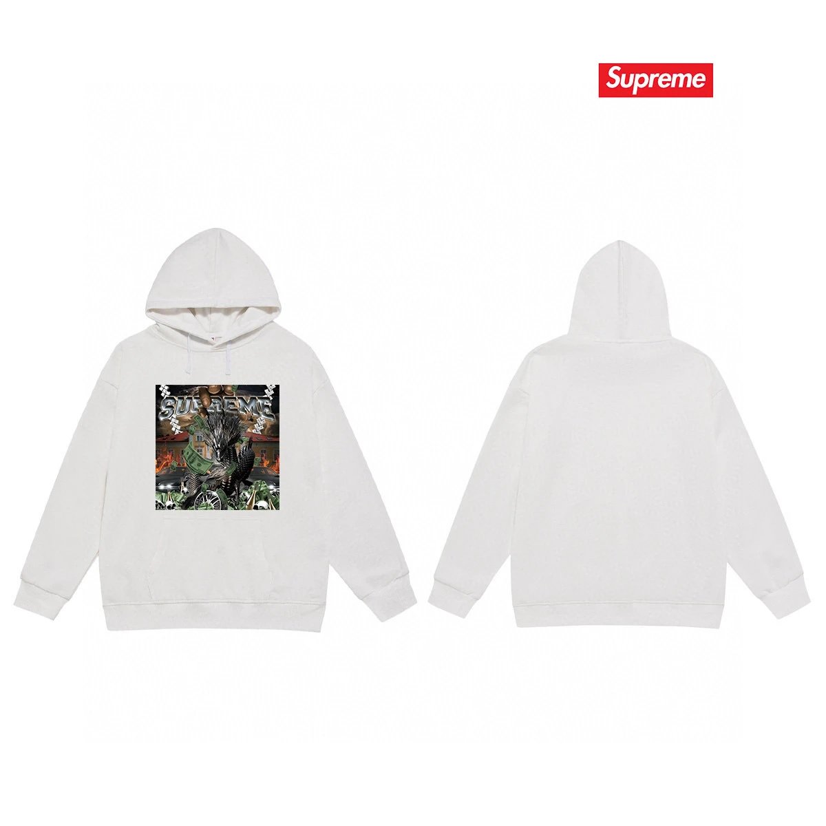 Supreme Hoodies & Sweatshirts Fleece-Lined Hooded Sweatshirt with Graphic Logo Print — 22-2 Fleece-lined version
