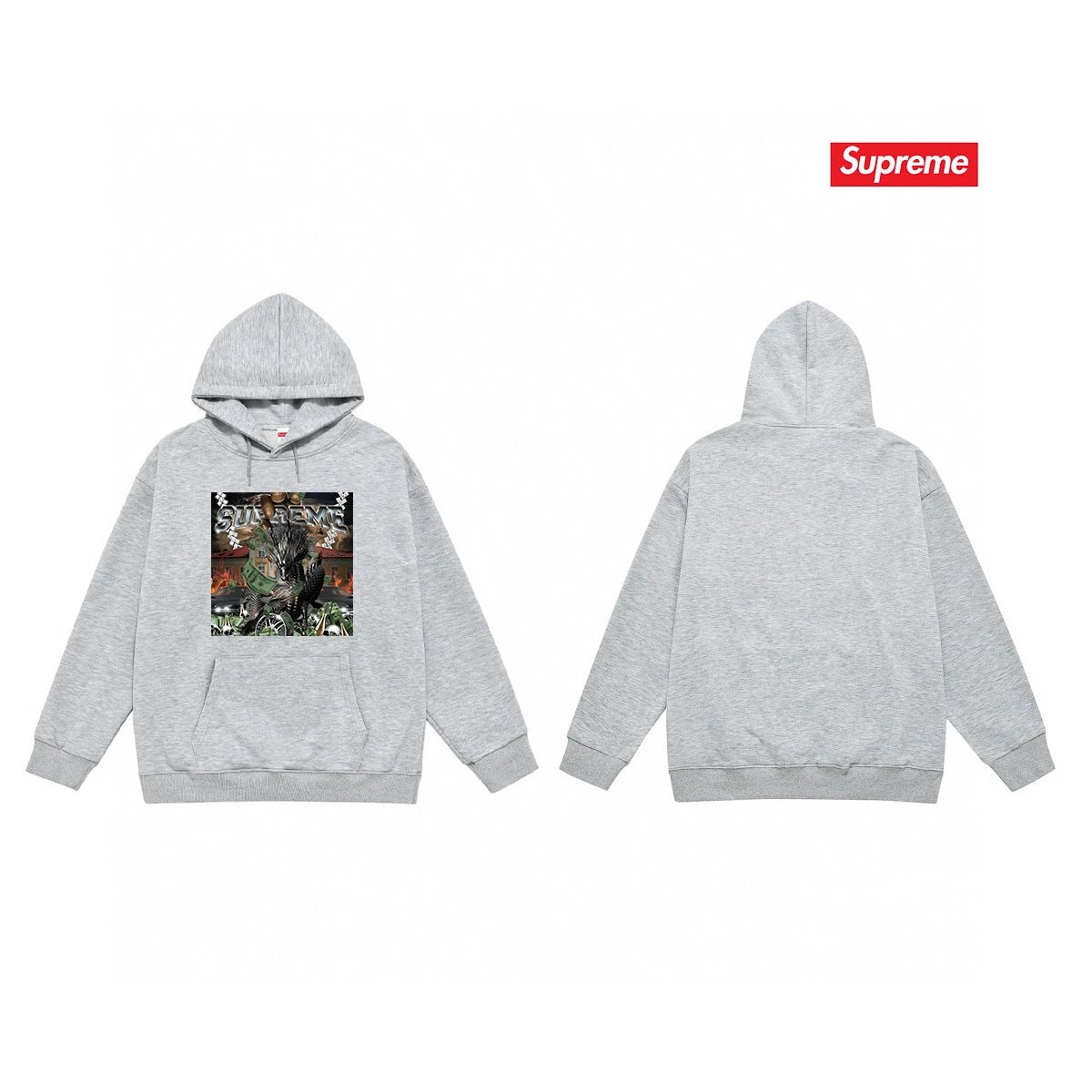 Supreme Hoodies & Sweatshirts Fleece-Lined Hooded Sweatshirt with Graphic Logo Print — 22-3 Fleece-lined version