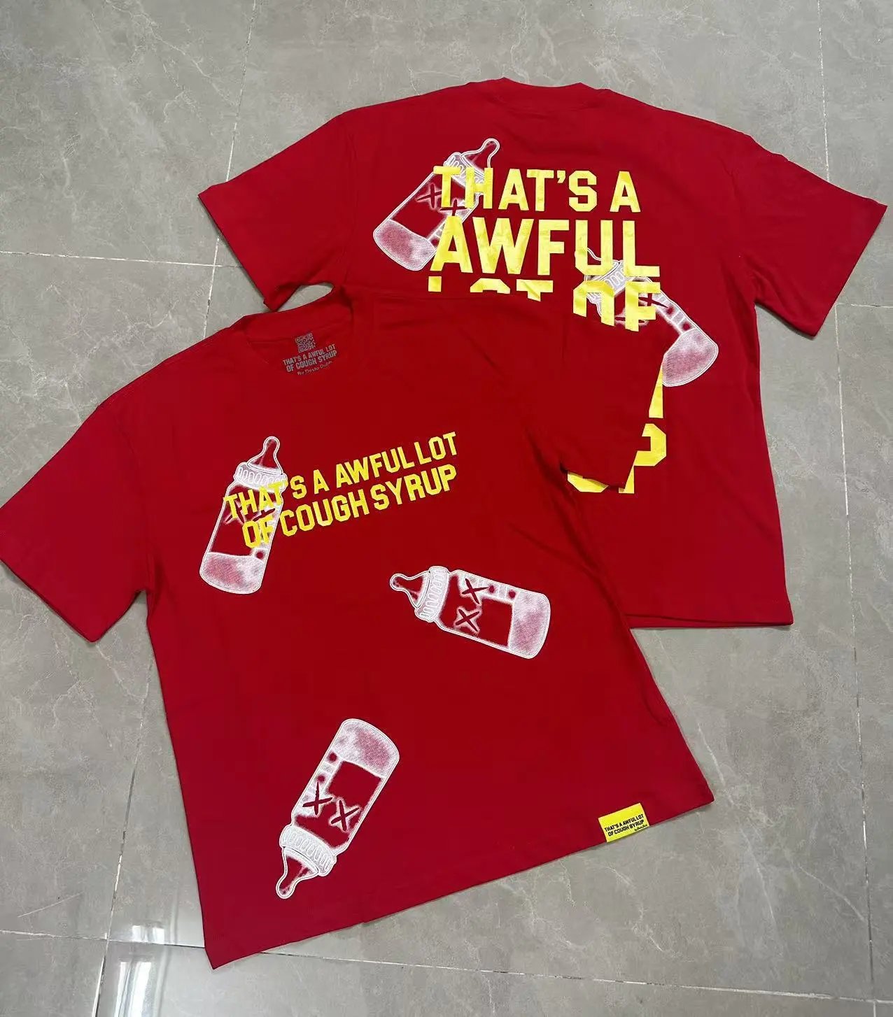 That's a Awful Lot of Cough Syrup T-Shirts Short-Sleeve Graphic Print — 213 Bright Red