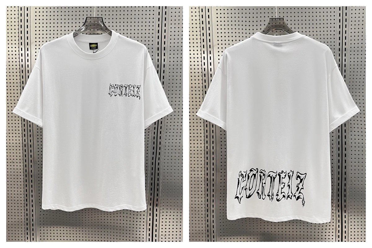 Corteiz T-Shirts Short-Sleeve Script Logo T-Shirt — 5925 white