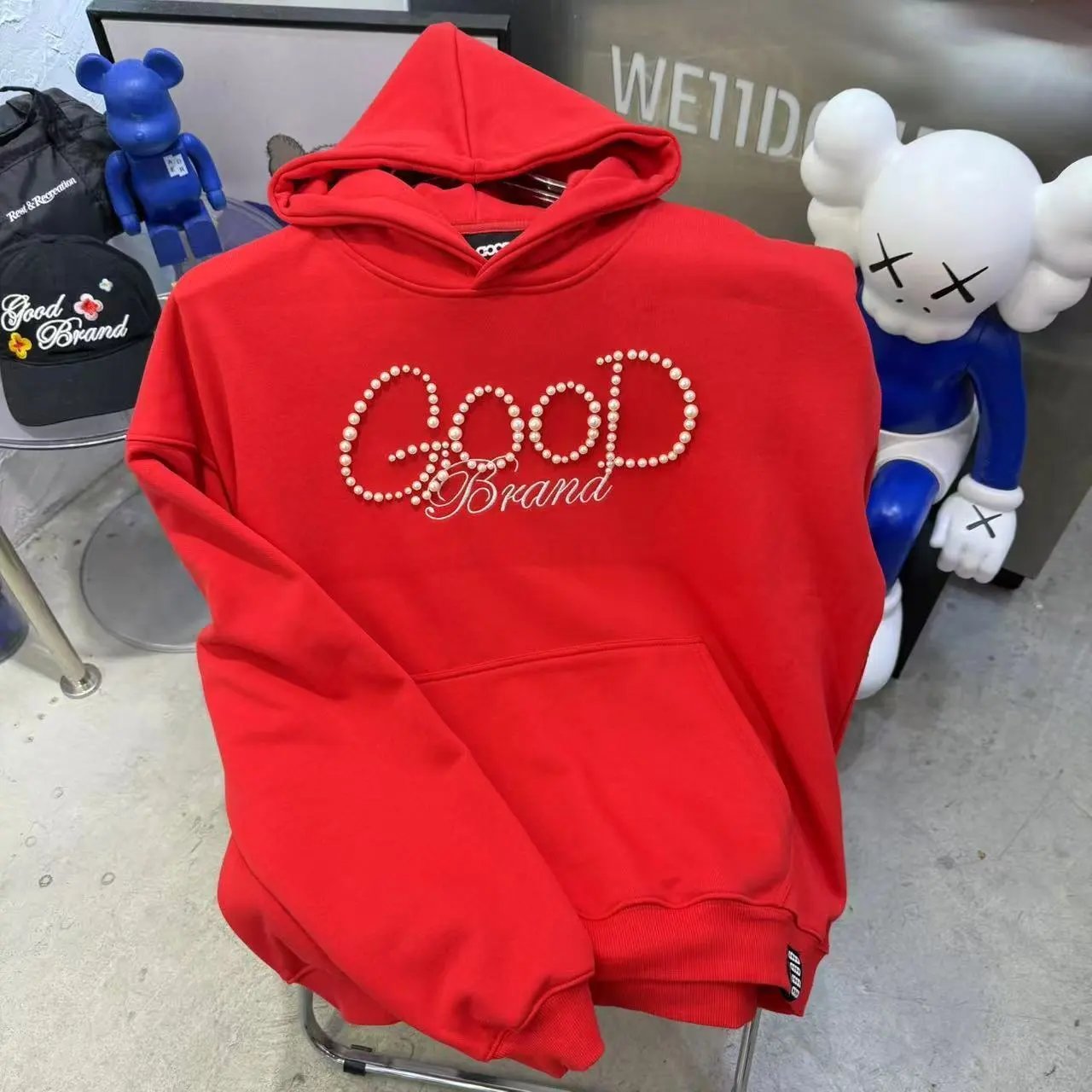 Good Brand Hoodies & Sweatshirts Rhinestone Graphic Sweatshirt Collection — G 40 Red