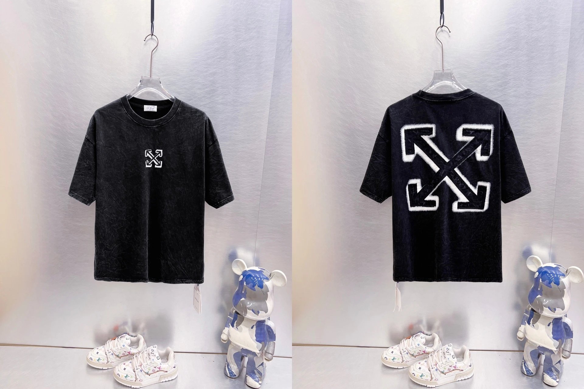 Off-White T-Shirts Oversized graphic-print short-sleeve — 9282 Distressed black