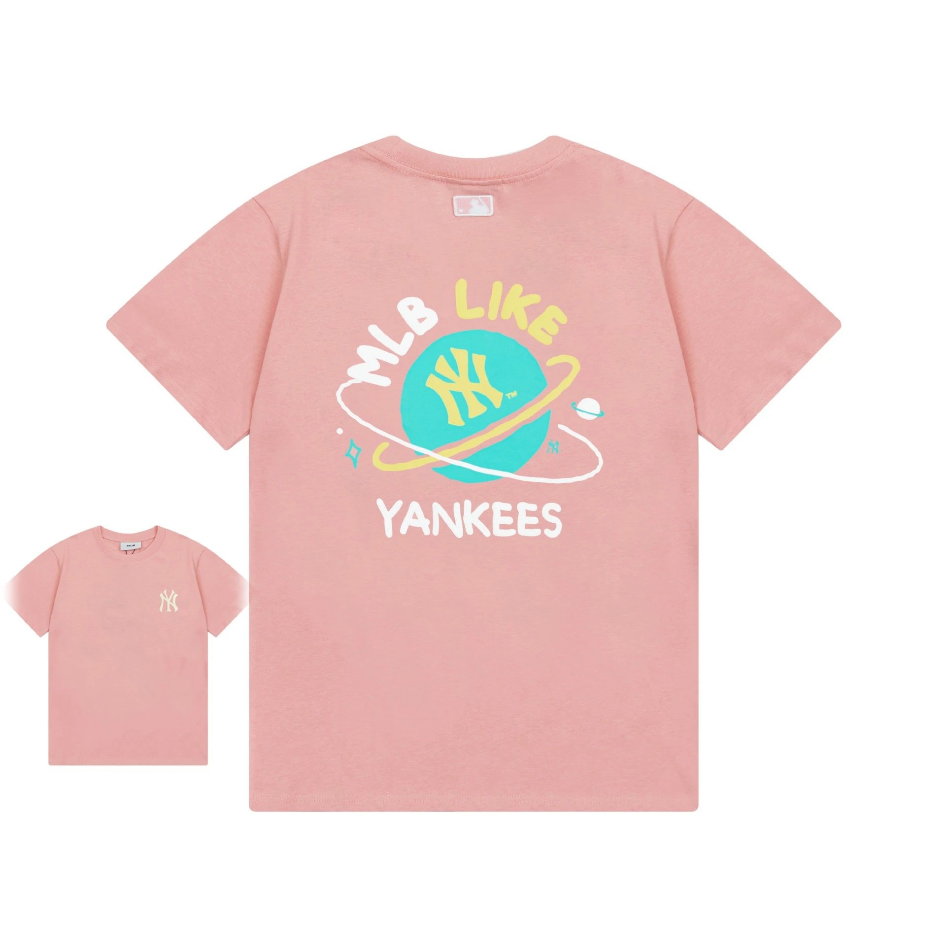 MLB T-Shirts New York Yankees Logo — 903 Pink (Front-Label Embroidery)