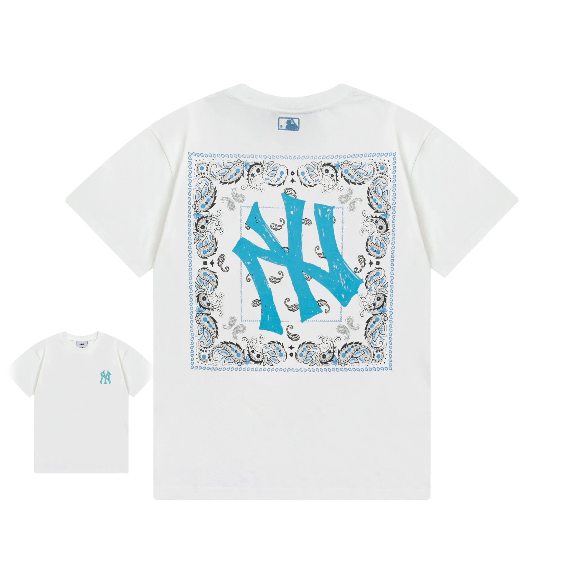 MLB T-Shirts New York Yankees Logo — 909 White (Front Label Embroidery)