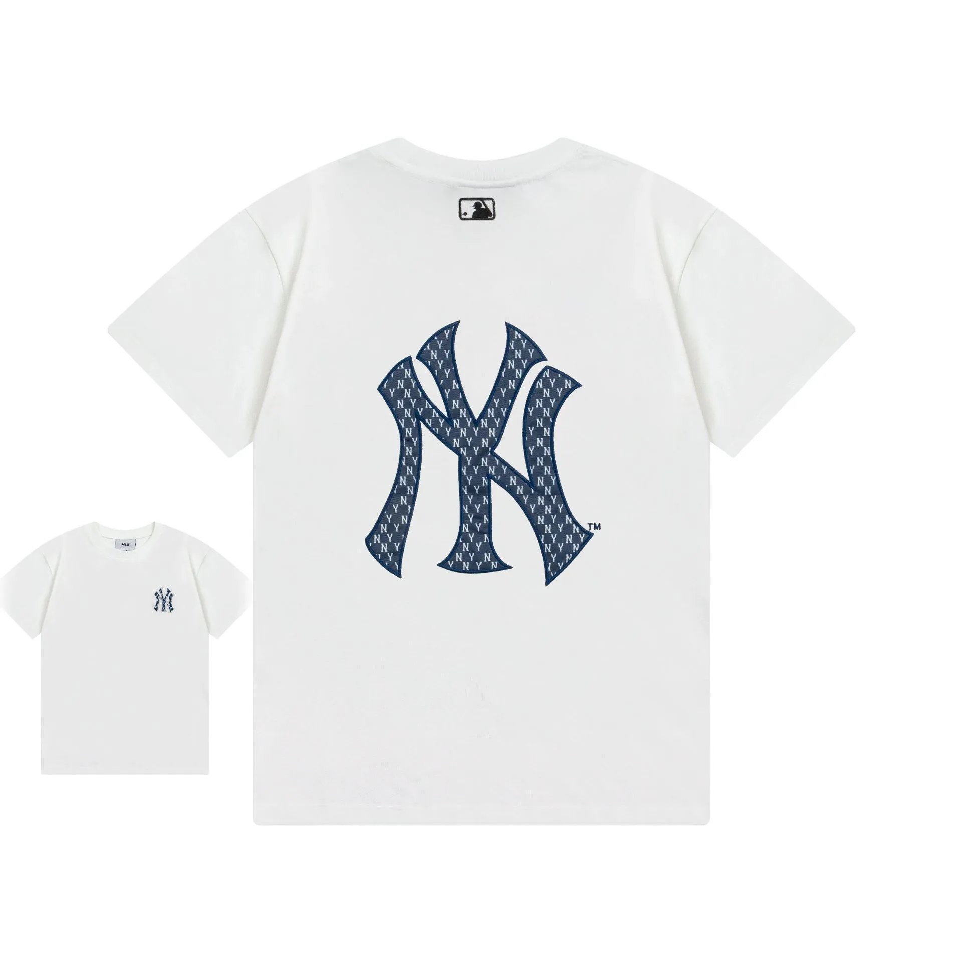 MLB T-Shirts New York Yankees Logo — 915 White (Embroidery on Front and Back)