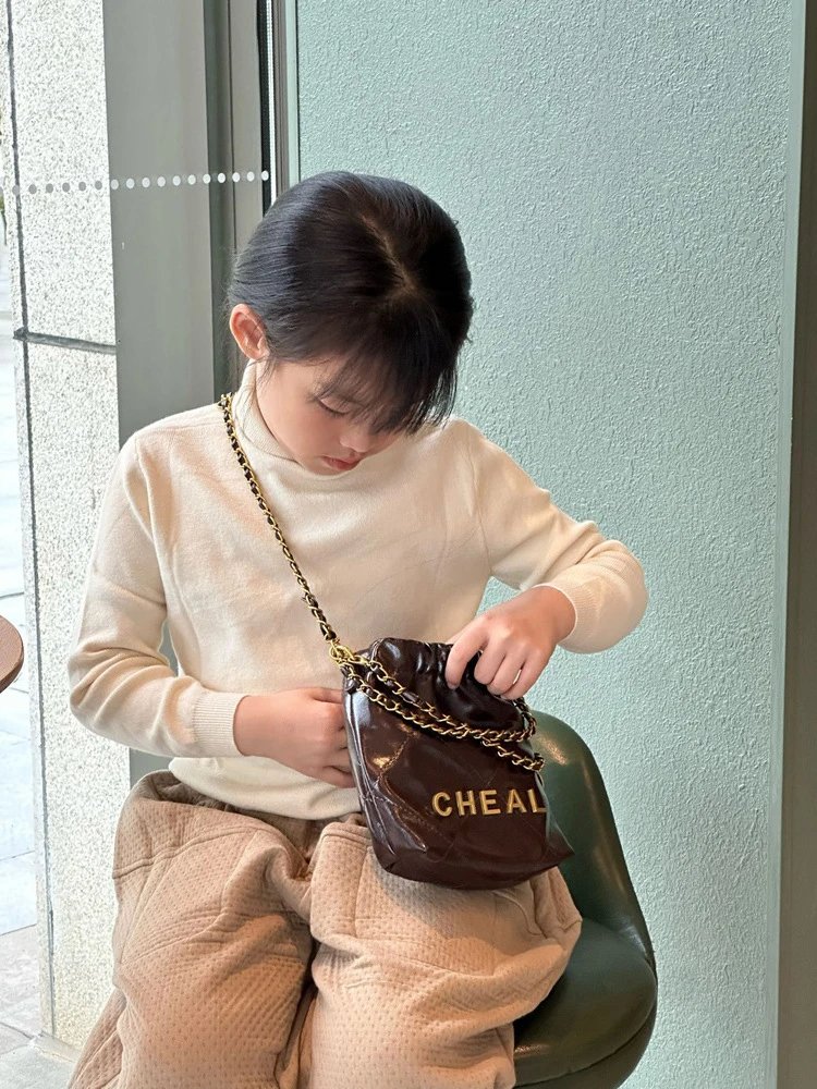 Chanel CHEAL Bucket Bag Black Patent Leather Chain Strap Handbags - 34