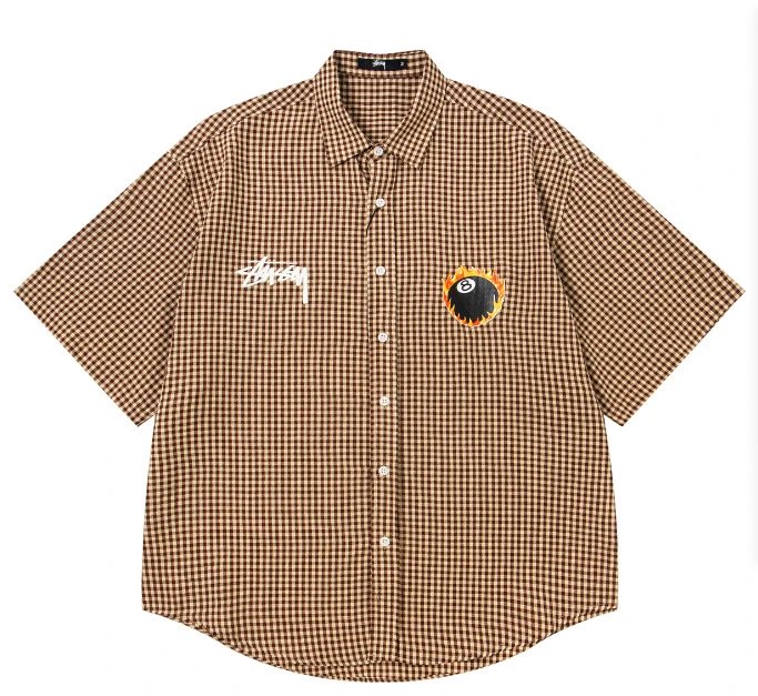 Stüssy Shirts Graphic Plaid Button-Up — 6962 coffee color