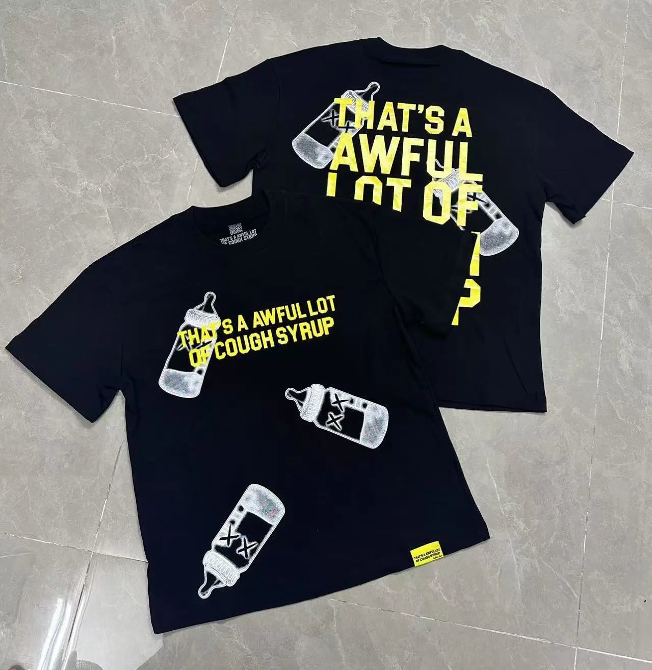 That's a Awful Lot of Cough Syrup T-Shirts Short-Sleeve Graphic Print — 213 black
