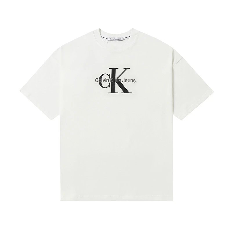 Calvin Klein T-Shirts Logo-print crew-neck short-sleeve — 507 white