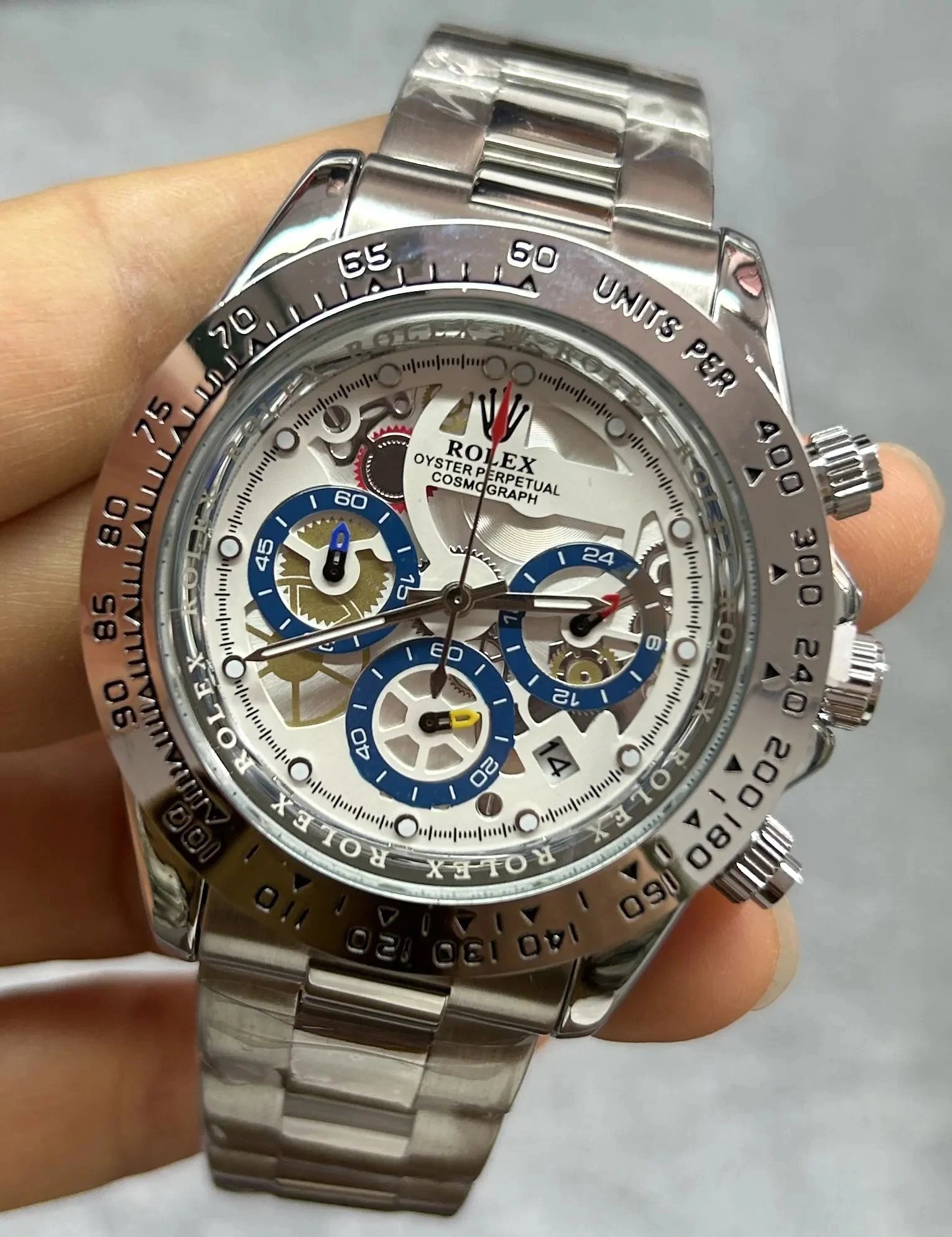 Rolex Oyster Perpetual Cosmograph Daytona Skeleton Blue Chronograph Watch Watches