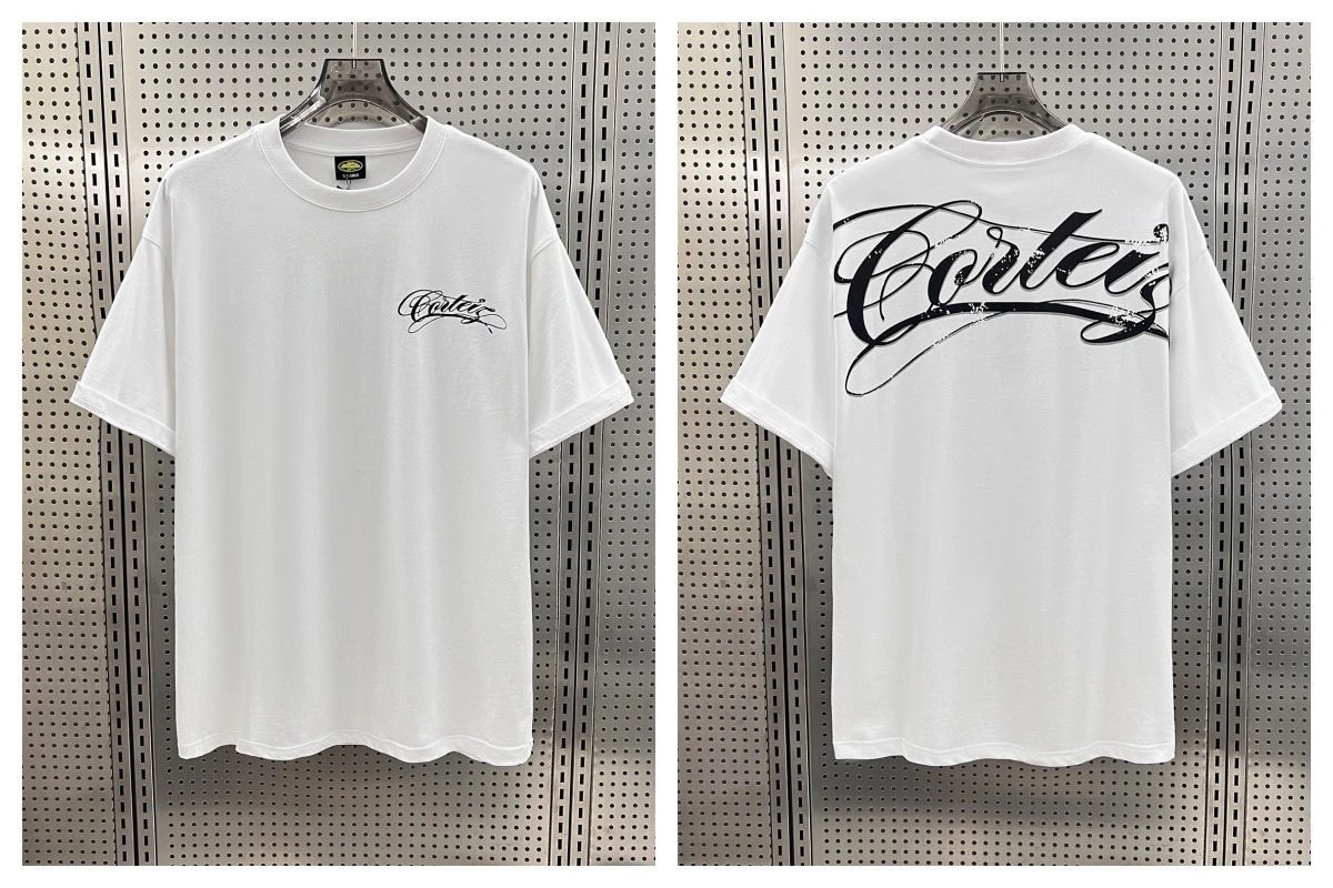 Corteiz T-Shirts Short-Sleeve Script Logo T-Shirt — 5921 white