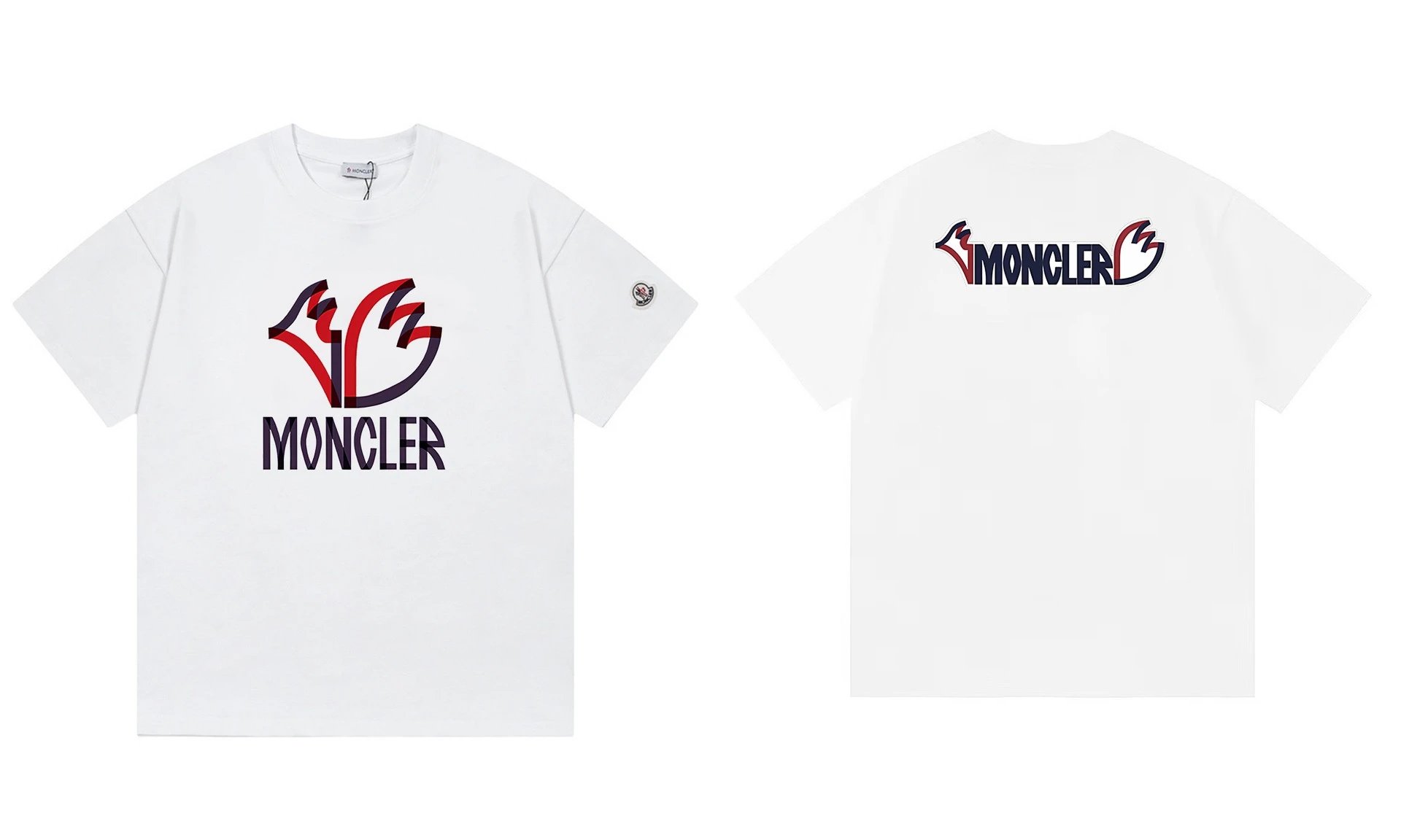 Moncler T-Shirts Short-Sleeve Graphic Print — M 2036 white