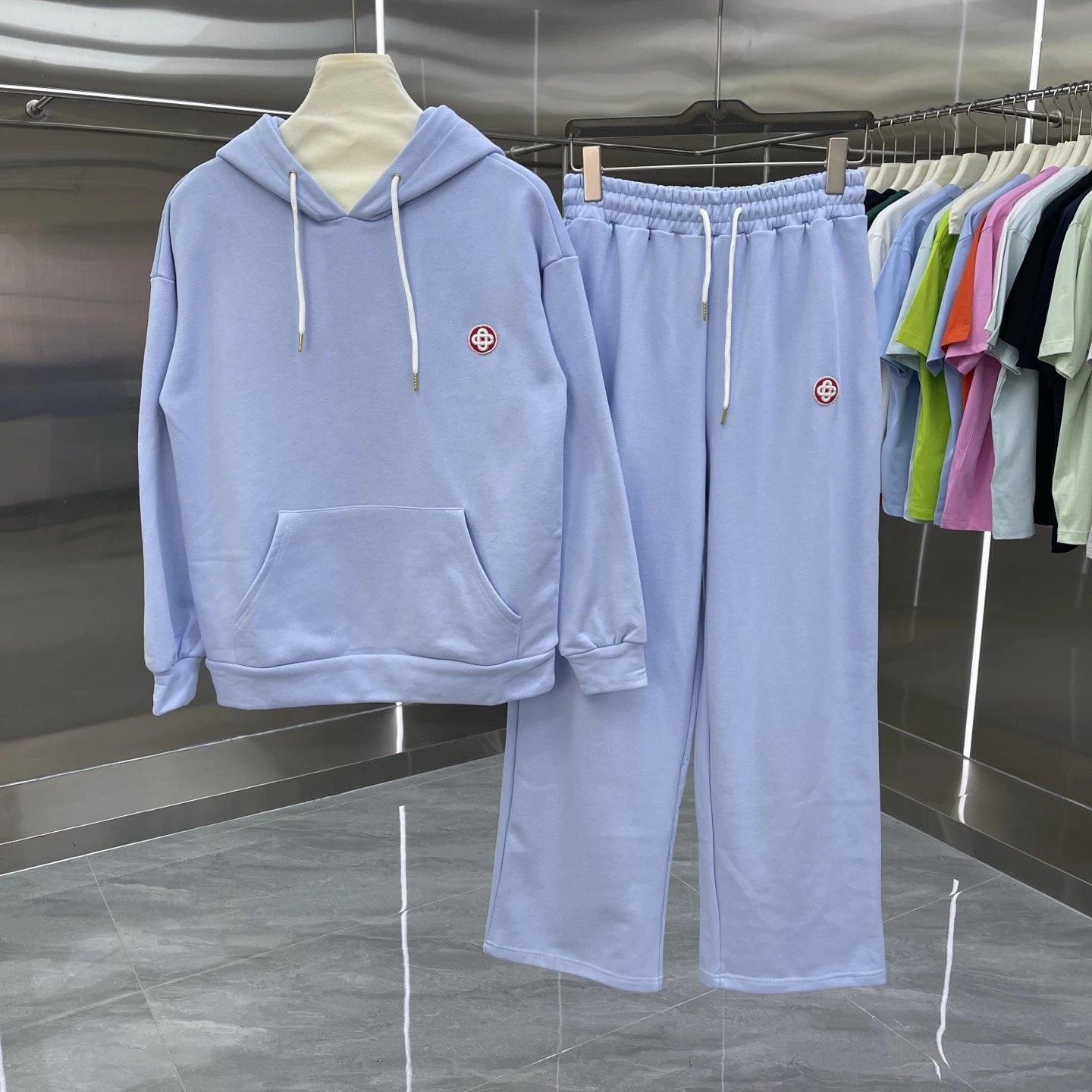 Casablanca Matching Sets Hooded sweatshirt and wide-leg sweatpants set with graphic print image 3