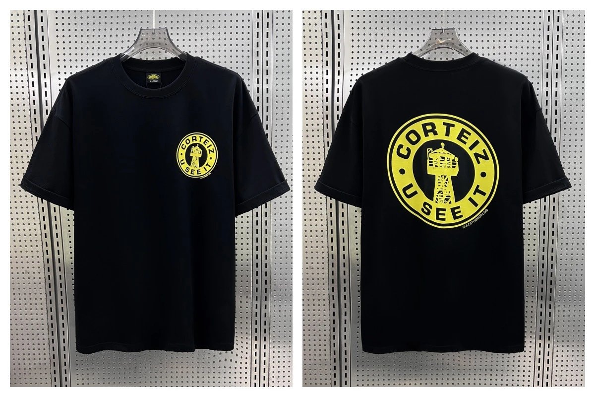 Corteiz T-Shirts Short-Sleeve Script Logo T-Shirt — 5937 Black