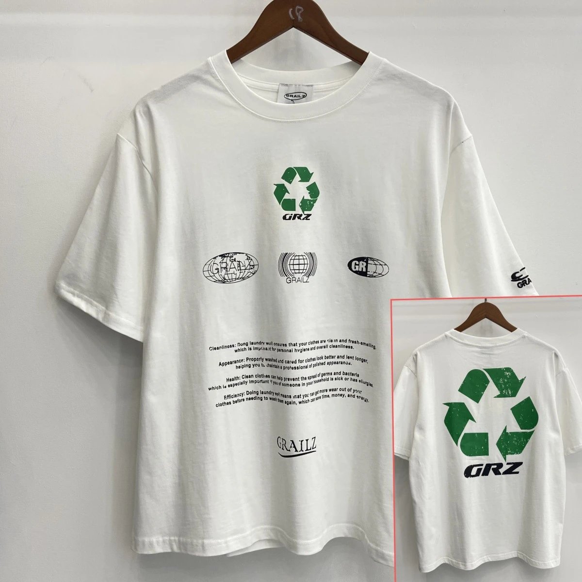 GRAILZ T-Shirts Graphic-print crew-neck T-shirt — GR1362 White