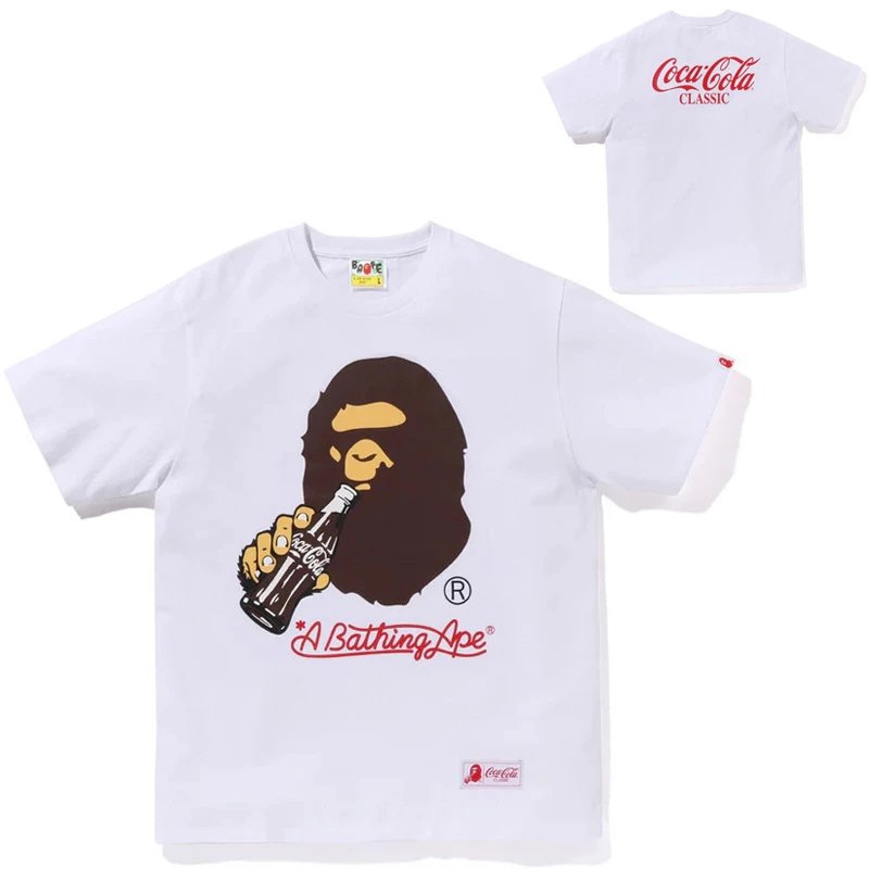 A Bathing Ape T-Shirts Head Graphic Short-Sleeve T-Shirt — 722 white cola