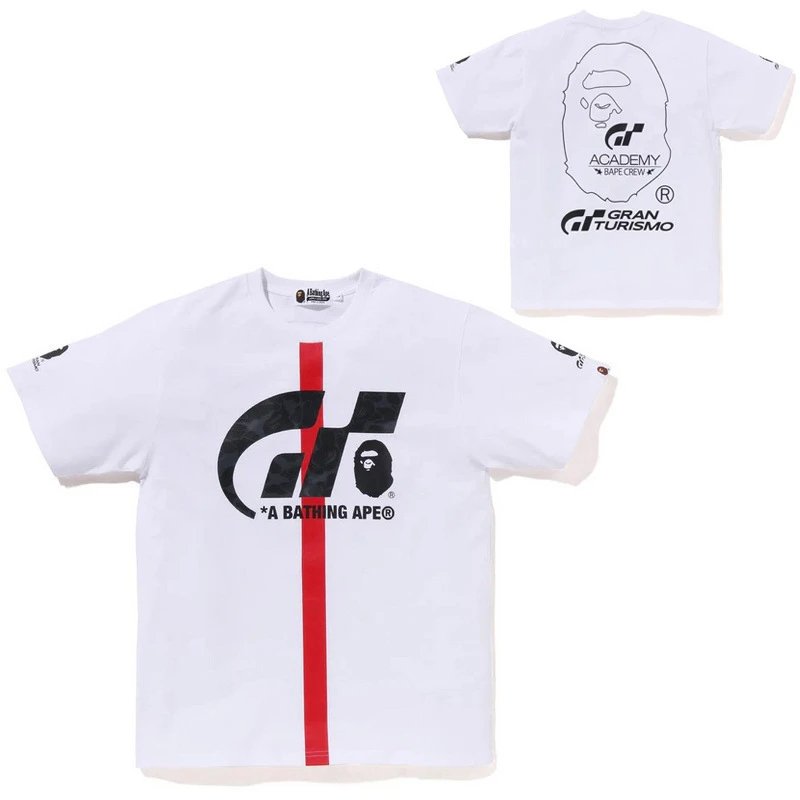 A Bathing Ape T-Shirts Head Graphic Short-Sleeve T-Shirt — 786 White GT Racing